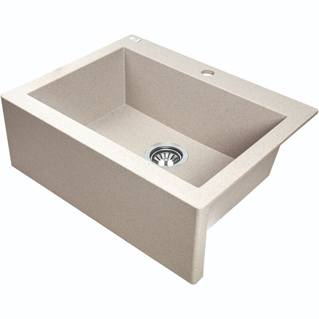 Laveo 490*580*220mm Beige Granite Stone Sink Single Bowl(including Space Saving Siphon and Click-clack Plug)