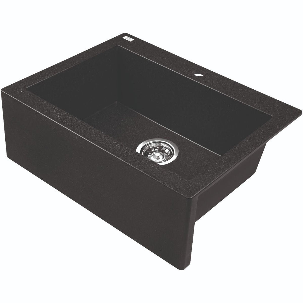 Laveo 490*580*220mm Black Granite Stone Sink Single Bowl(including Space Saving Siphon and Click-clack Plug)