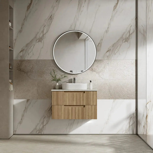 Lovina Tier Harvest Oak Wall Hung Vanity 600mm/750mm/900mm - FIL Kitchen Bathroom