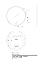 ROUND FRAMED LED MIRROR 900*38mm FIL Kitchen Bathroom