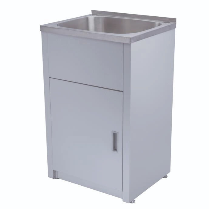 LAUNDRY CABINET AND STAINLESS STEEL TUB 455MM WHITE