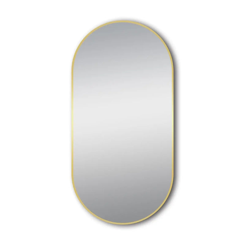 500*1000mm Matte Black/Brushed Gold Oval Framed Mirror FIL Kitchen Bathroom