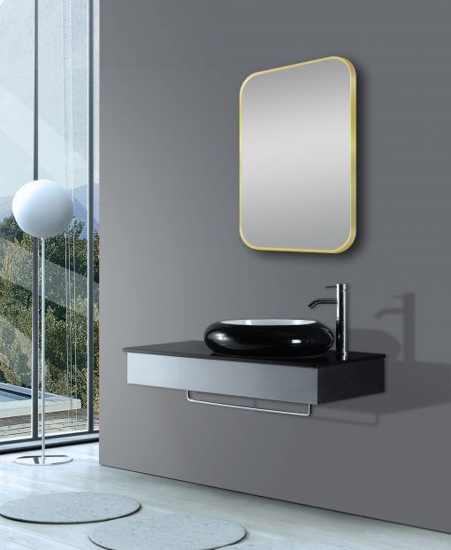 450*750mm Brushed Nickel/Matte Black/Brushed Gold Rounded Rectangular Framed Mirror