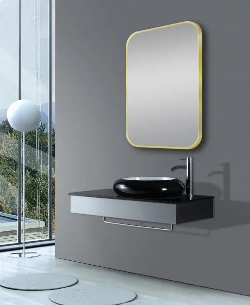 600*900mm Brushed Nickel/Matte Black/Brushed Gold Rounded Rectangular Framed Mirror FIL Kitchen Bathroom