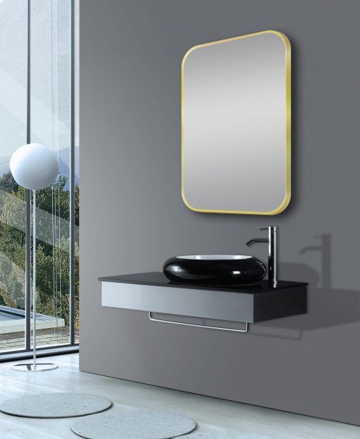 600*900mm Brushed Nickel/Matte Black/Brushed Gold Rounded Rectangular Framed Mirror