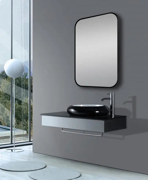 600*900mm Brushed Nickel/Matte Black/Brushed Gold Rounded Rectangular Framed Mirror FIL Kitchen Bathroom