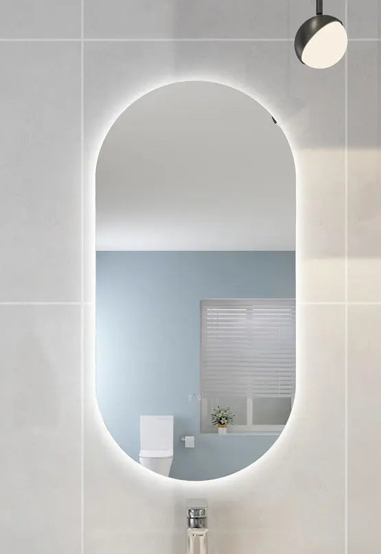 POSEIDON OVAL BACKLIT LED MIRROR 3 COLOUR LIGHTS 450X900MM - FIL Kitchen Bathroom