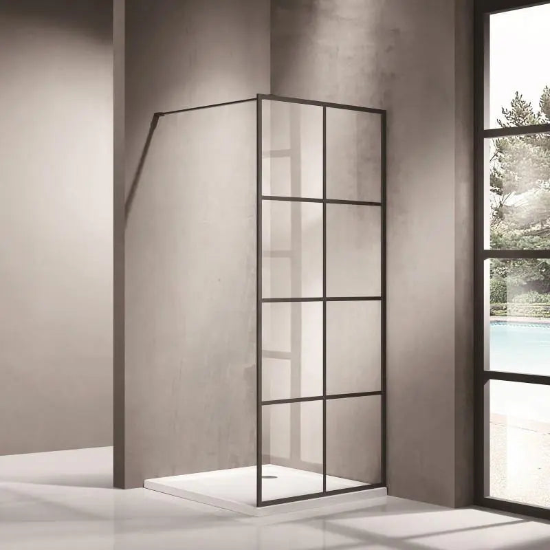Covey Australia 1000 x 2000 mm | Black Fixed Shower Screen Panel - FIL Kitchen Bathroom