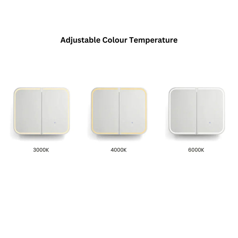 Newport LED Shaving Cabinet Matte White 900(W)x750(H) - FIL Kitchen Bathroom