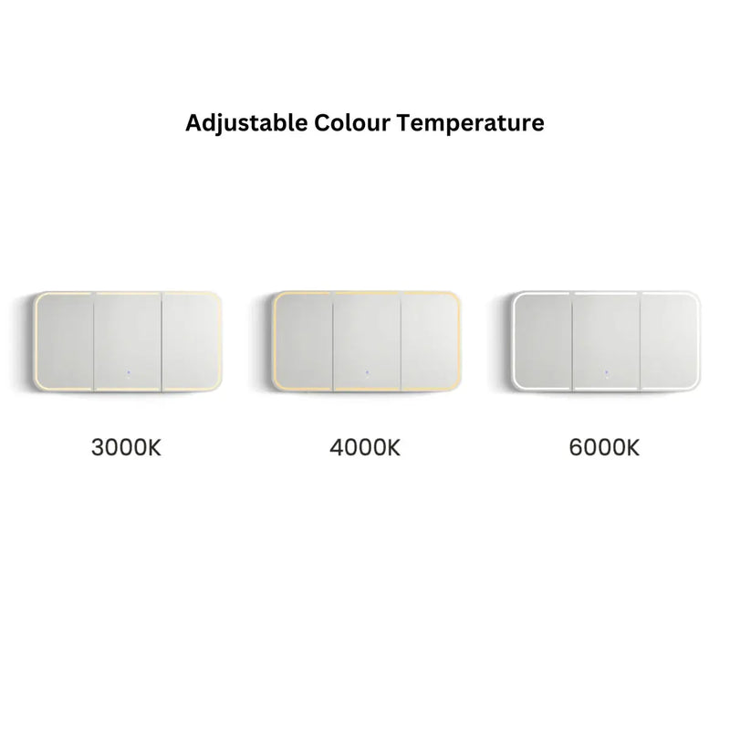 Newport LED Shaving Cabinet Matte White 1500(W)x750(H) - FIL Kitchen Bathroom