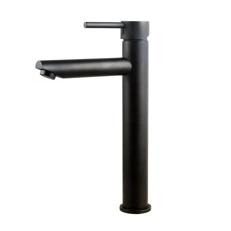 LUCID PIN Round Tall Basin Mixer Chrome/Matte Black FIL Kitchen Bathroom