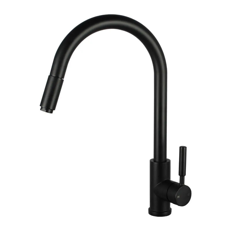 Round Chrome/Black Pull Out Kitchen Sink Mixer Tap FIL Kitchen Bathroom