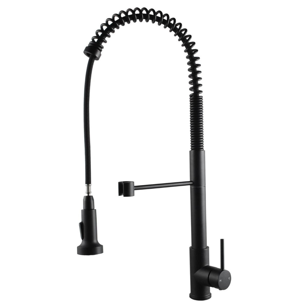 Tall Spring Chrome/Black Pull Out Kitchen Sink Mixer Tap