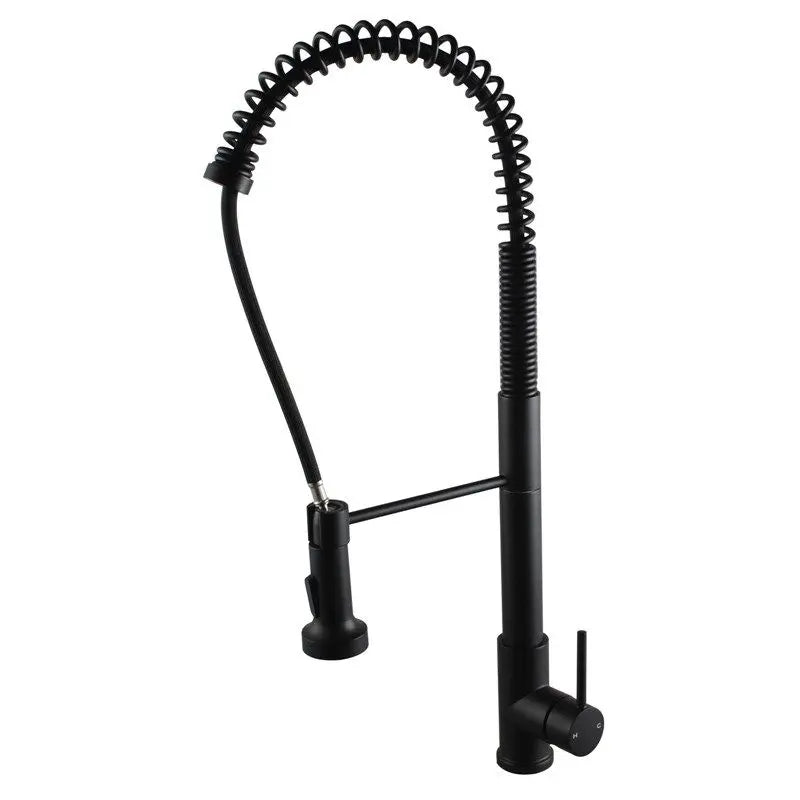 Tall Spring Chrome/Black Pull Out Kitchen Sink Mixer Tap FIL Kitchen Bathroom