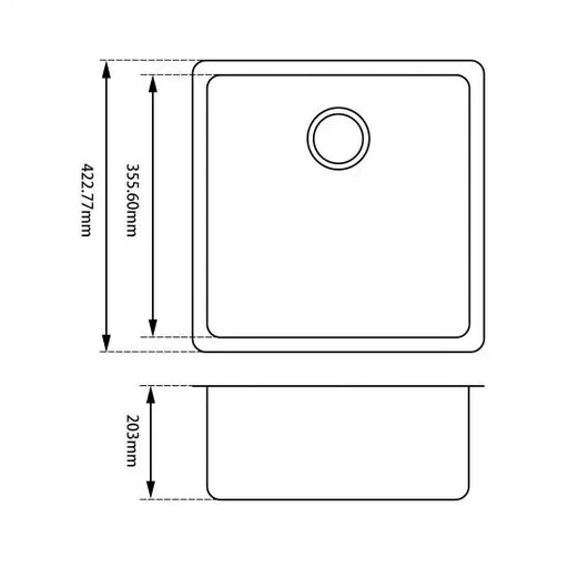 Black Granite Quartz Stone Kitchen/Laundry Sink Single Bowl Top/Under Mount 422*422*203mm FIL Kitchen Bathroom