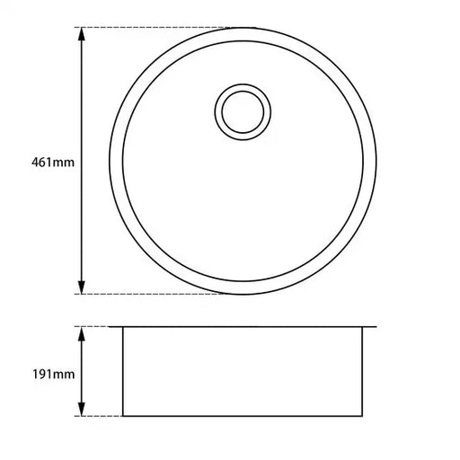 black Granite Quartz Stone Kitchen/Laundry Sink Round Single Bowl Top/Under Mount 460mm FIL Kitchen Bathroom