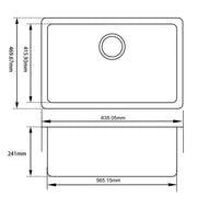 Black Granite Quartz Stone Undermount Kitchen Sink Single Bowl 635*470*241mm FIL Kitchen Bathroom