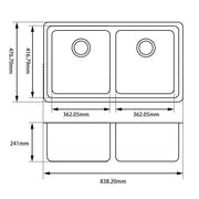 Black Kitchen Sink Granite Stone Under Mount Double Bowls 838*476*241mm FIL Kitchen Bathroom