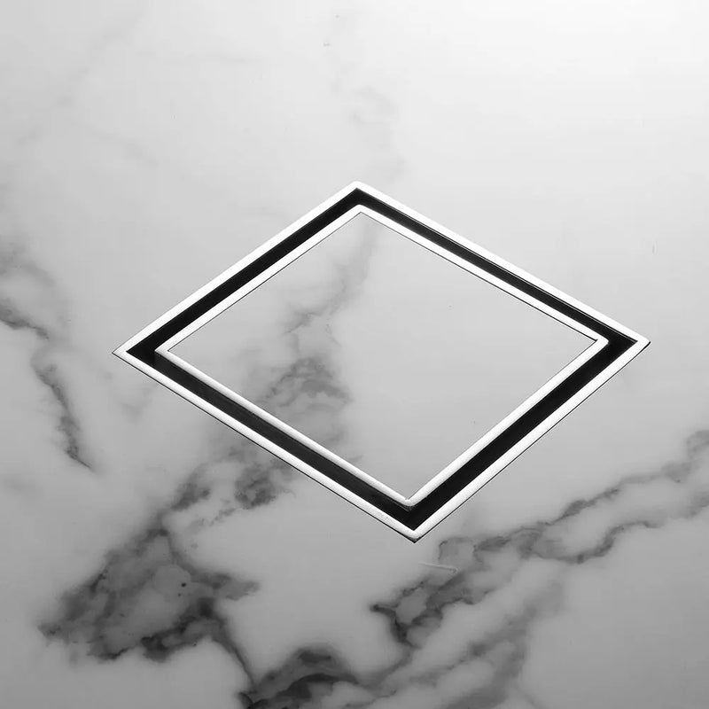 110X110mm Diana Marine Grade Tile Insert Stainless Steel Floor Waste Silver/Matte Black Sedek