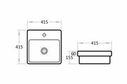 Insert Ceramic Basin Gloss White Square 410*410*130mm - FIL Kitchen Bathroom