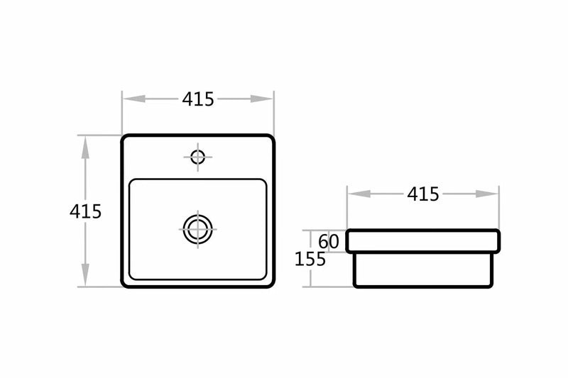 Insert Ceramic Basin Gloss White Square 410*410*130mm - FIL Kitchen Bathroom