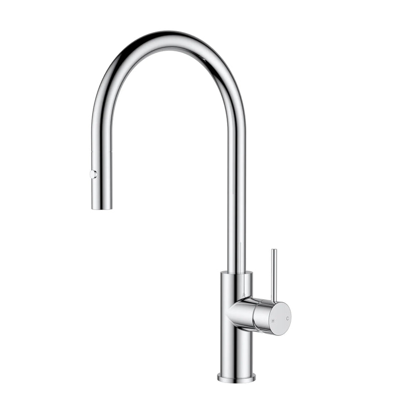 Otus Slimline SS Gooseneck Pull-Out Sink Mixer In Brushed ss304 - FIL Kitchen Bathroom