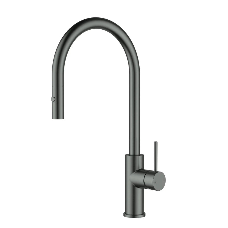 Otus Slimline SS Gooseneck Pull-Out Sink Mixer In Brushed ss304 - FIL Kitchen Bathroom