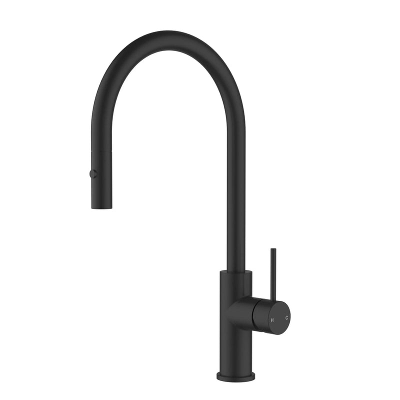 Otus Slimline SS Gooseneck Pull-Out Sink Mixer In Brushed ss304 - FIL Kitchen Bathroom