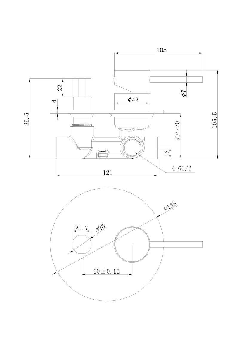 Otus Slimline Wall Diverter Mixer Trim Kits ACL