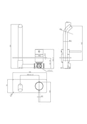 Otus Slimline Wall Basin Mixer Set Body Lever Up - FIL Kitchen Bathroom