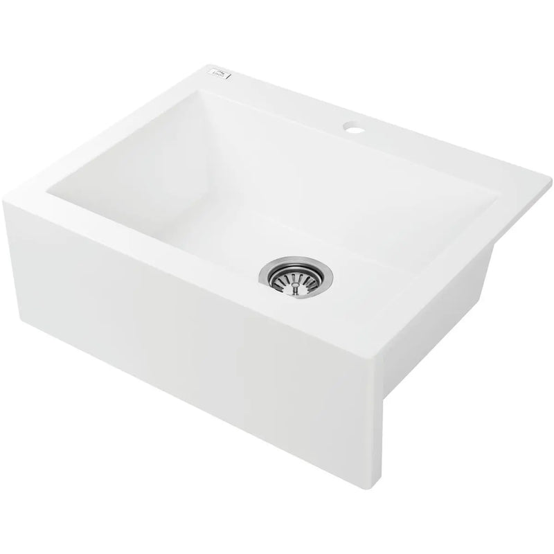 Laveo 490*580*220mm White Granite Stone Sink Single Bowl(including Space Saving Siphon and Click-clack Plug) FIL Kitchen Bathroom