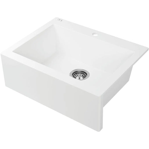 Laveo 490*580*220mm White Granite Stone Sink Single Bowl(including Space Saving Siphon and Click-clack Plug) FIL Kitchen Bathroom