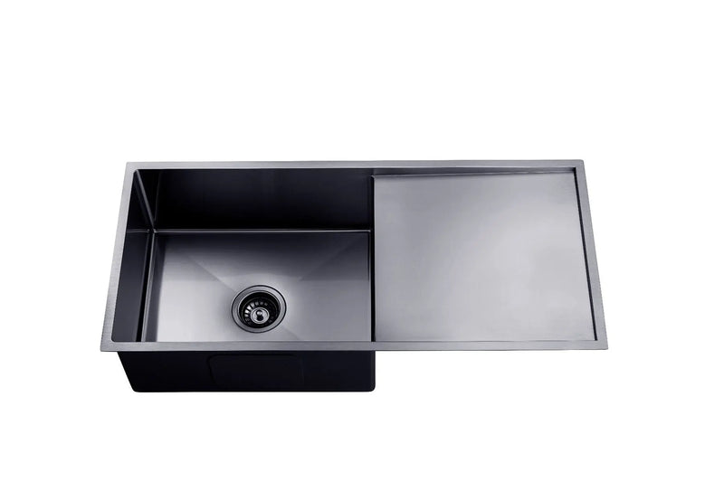 304 Stainless Steel Chrome/Grey/Gold PVD Coating Single Bowl Kitchen Sink with Drainer(Round Edges,with Bottom Tray)960*450*230mm FIL Kitchen Bathroom
