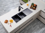1160x460x230mm 1.2mm Handmade Top/Undermount Double Bowls Kitchen Sink Chrome/Grey/Gold FIL Kitchen Bathroom