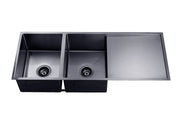 1160x460x230mm 1.2mm Handmade Top/Undermount Double Bowls Kitchen Sink Chrome/Grey/Gold FIL Kitchen Bathroom