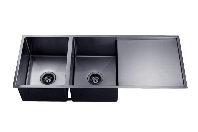 1160x460x230mm 1.2mm Handmade Top/Undermount Double Bowls Kitchen Sink Chrome/Grey/Gold FIL Kitchen Bathroom