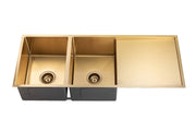 1160x460x230mm 1.2mm Handmade Top/Undermount Double Bowls Kitchen Sink Chrome/Grey/Gold FIL Kitchen Bathroom