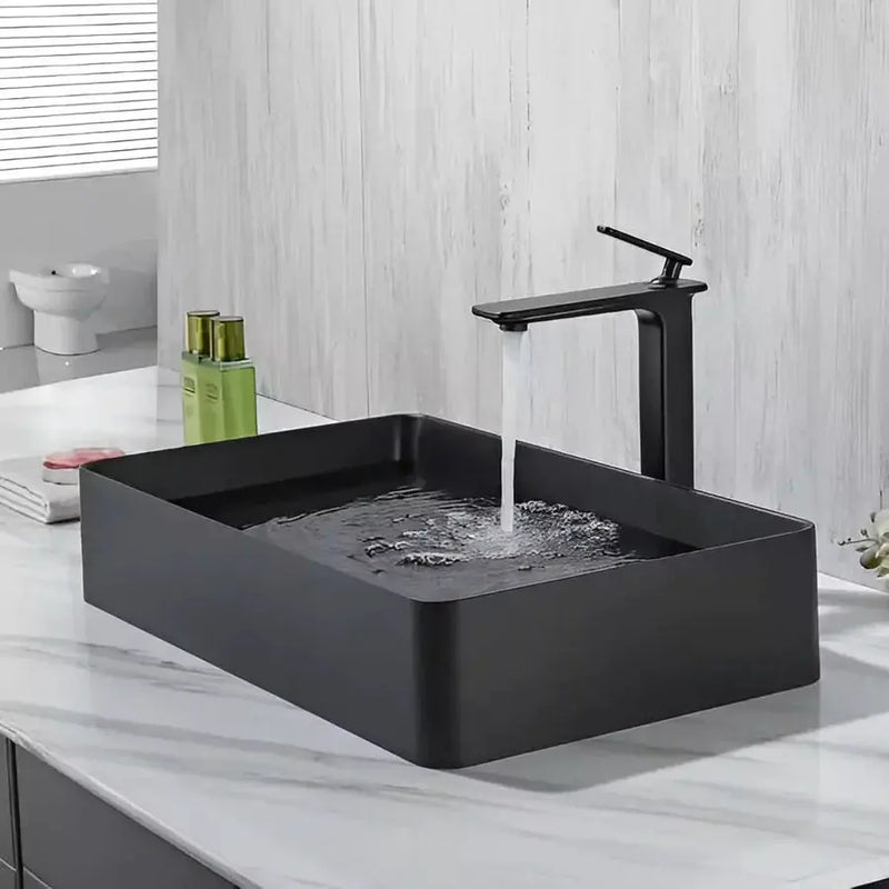 Above Counter Quartz Basin Rectangle Matte Black/Matte White/Matte Grey 600*400*140mm - FIL Kitchen Bathroom