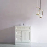 Acacia Shaker Pvc Free Standing Vanity Matte White 600mm/750mm/900mm - FIL Kitchen Bathroom