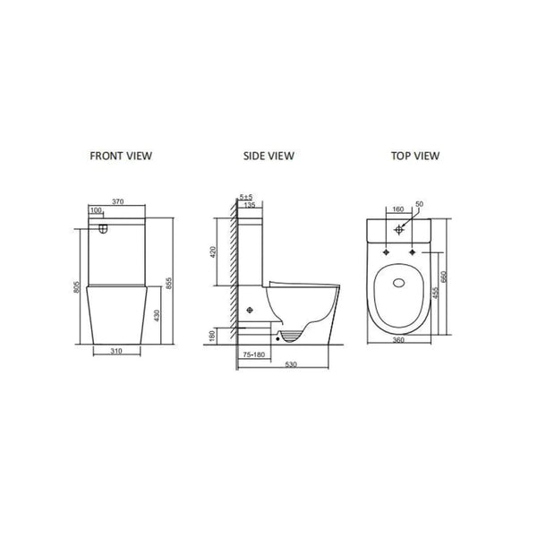 RADIANT TOILET SUITE SLIM SEAT MATT WHITE