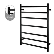 Round  Electric Heated Towel Rack 7 Bars Chrome & Black FIL Kitchen Bathroom