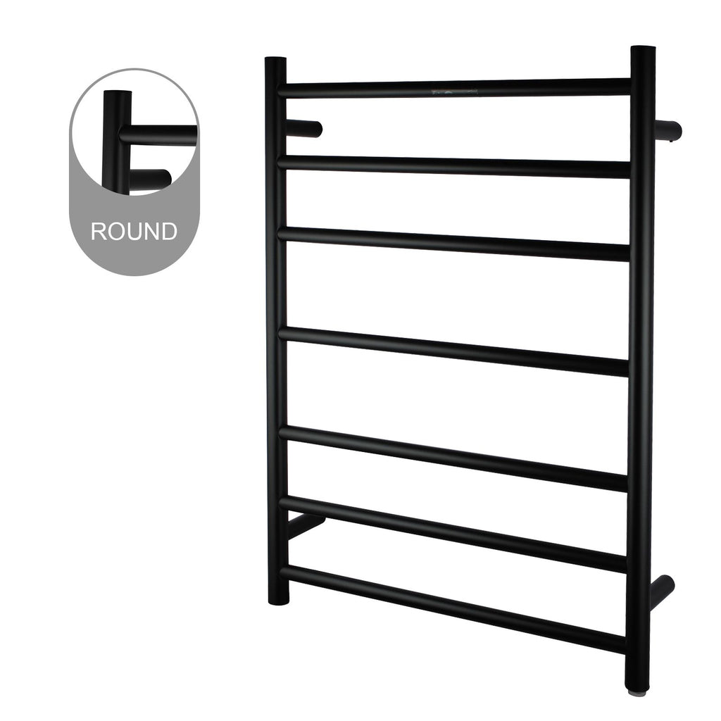 Round  Electric Heated Towel Rack 7 Bars Chrome & Black