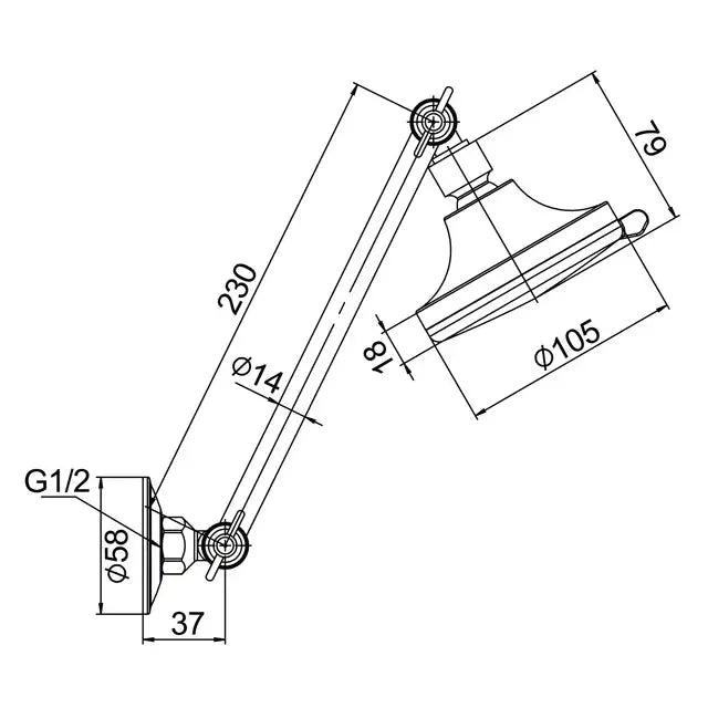 All-Directional Interlocking Arm with 3F Shower Head Chrome
