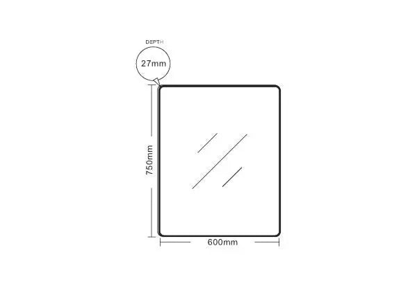 Matt Black Aluminum framed rectangular mirror 600mm FIL Kitchen Bathroom
