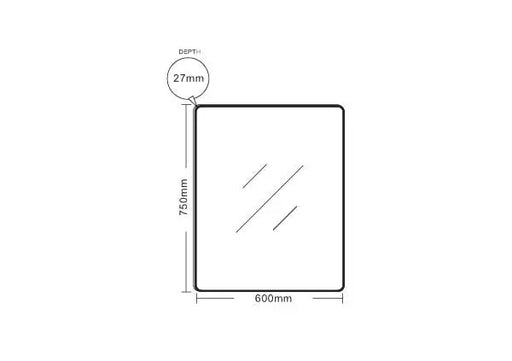 Matt Black Aluminum framed rectangular mirror 600mm FIL Kitchen Bathroom