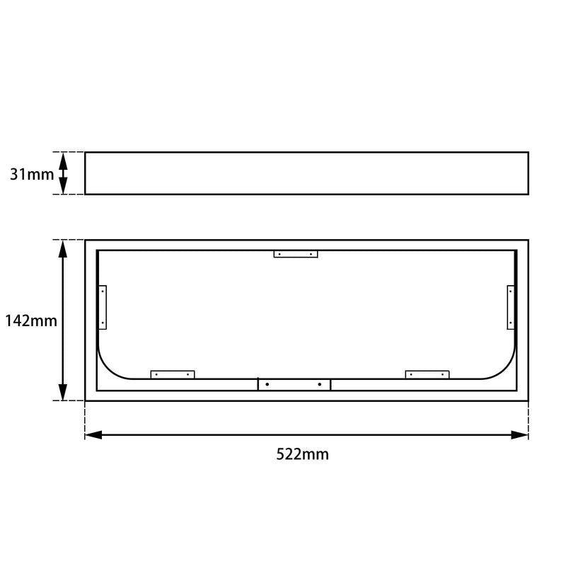 IVANO Series Chrome/Black Glass Shelf 600mm FIL Kitchen Bathroom