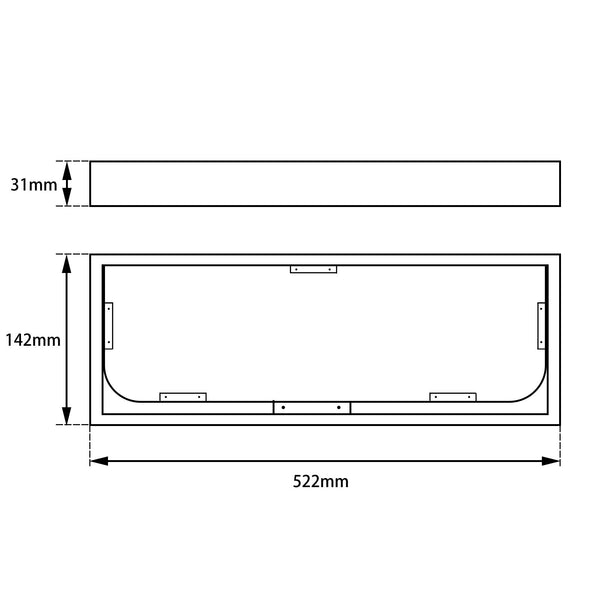 IVANO Series Chrome/Black Glass Shelf 600mm