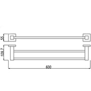 BLAZE Chrome Double Towel Rail 600mm FIL Kitchen Bathroom