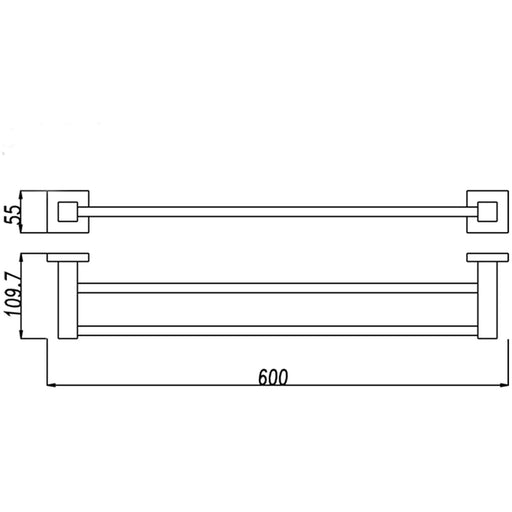 BLAZE Chrome Double Towel Rail 600mm FIL Kitchen Bathroom