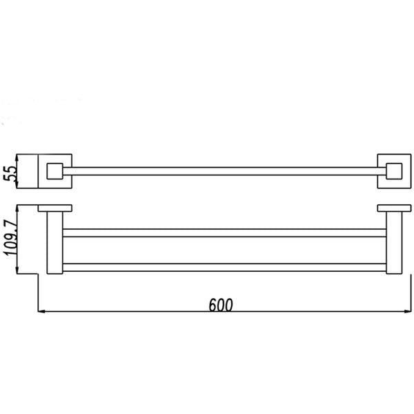 BLAZE Chrome Double Towel Rail 600mm